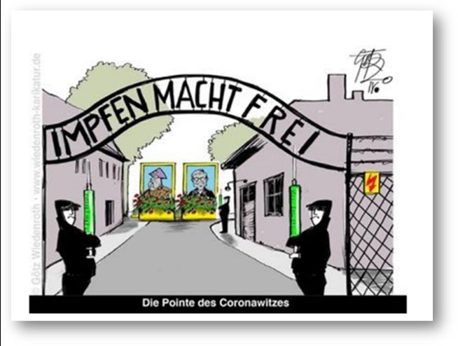שער הכניסה לאושוויץ ועליו המלים "החיסון משחרר"