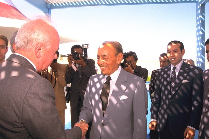 ראש הממשלה רבין ז"ל עם המלך חסן לאחר חתימת הסכם אוסלו